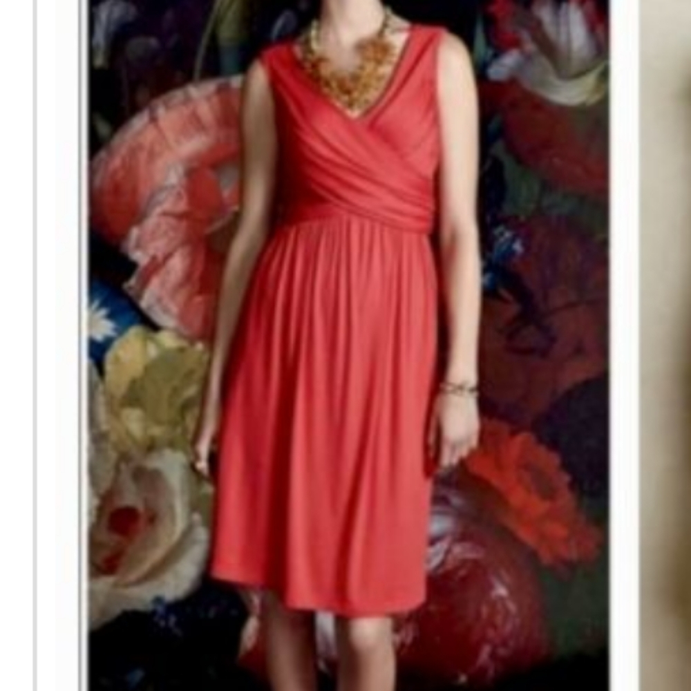 Anthropologie Savoy Red Pleated Grecian Wrap S M